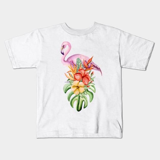 Flamingo Kids T-Shirt by JuliaBadeeva